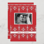写真赤と白ビクトリアン結婚式招待状 招待状 (正面/裏面)