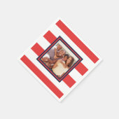 写真赤と白付きストライプのパターン スタンダードカクテルナプキン (角)