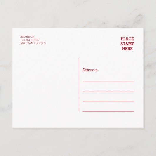 写真赤と白卒業ありがとう 案内ポストカード (裏面)