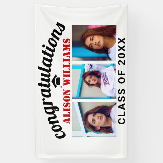 写真赤の卒業おめでとうございます 横断幕 (縦)