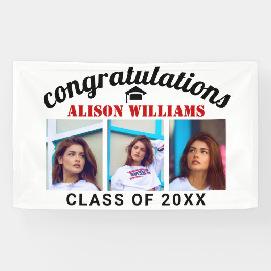 写真赤の卒業おめでとうございます 横断幕 (横)