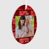 写真赤グリッター新おばあちゃんエスト。クリスマス1年 オーナメント (正面)