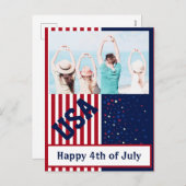写真赤白青スターUSAアメリカ7月4日 シーズンポストカード (正面/裏面)