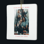 写真赤雪女子大学 セラミックオーナメント<br><div class="desc">2つの写真クリスマスレッドミニマリストのスノーフォールハイスクールカレッ最高のジフレンドのスノーフォールクリスマスホリデーセラミックオーナメント</div>