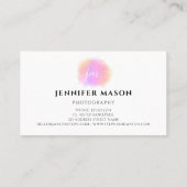 写真赤面ピンクウォーターカラー白フェミニン色 名刺 (裏面)