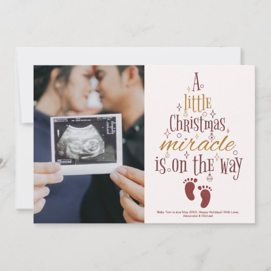 写真超音波クリスマス妊娠の発表 シーズンカード (正面)