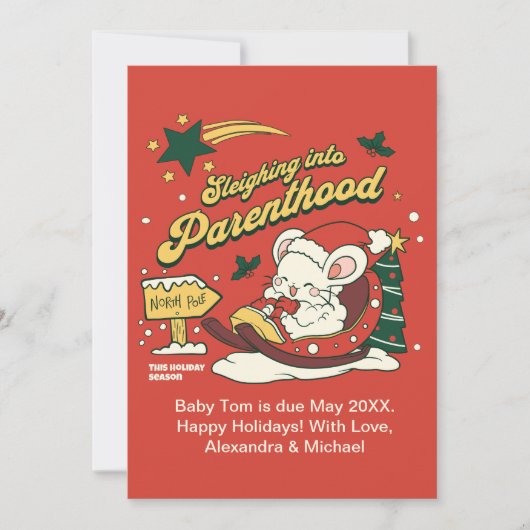 写真超音波クリスマス妊娠の発表 シーズンカード (正面)