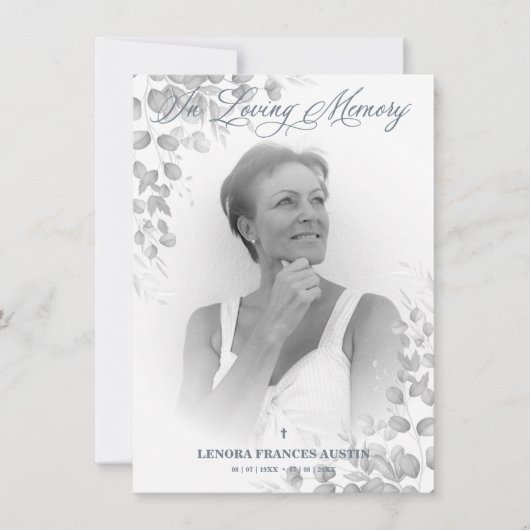 写真追悼サービス親愛の白黒 ノートカード (正面)