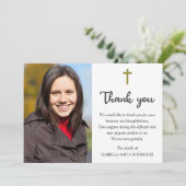 写真追悼宗教キリスト教十字架 サンキューカード (スタンド正面)