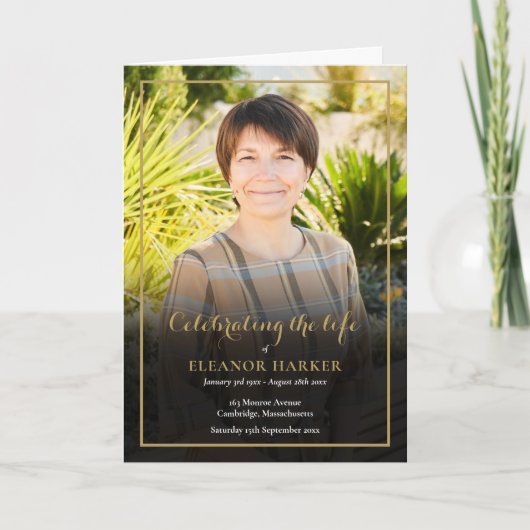 写真追悼式の折り畳み プログラム (正面)