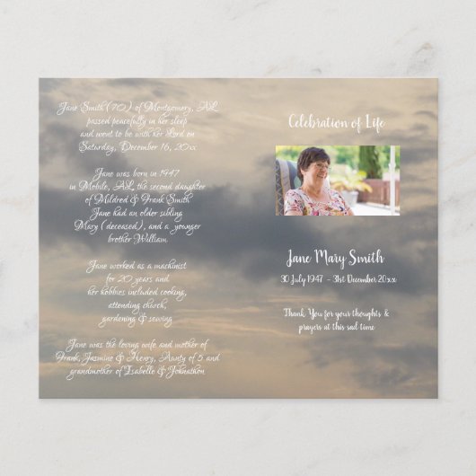 写真追悼式プログラム (正面)