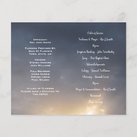 写真追悼式プログラム (裏面)