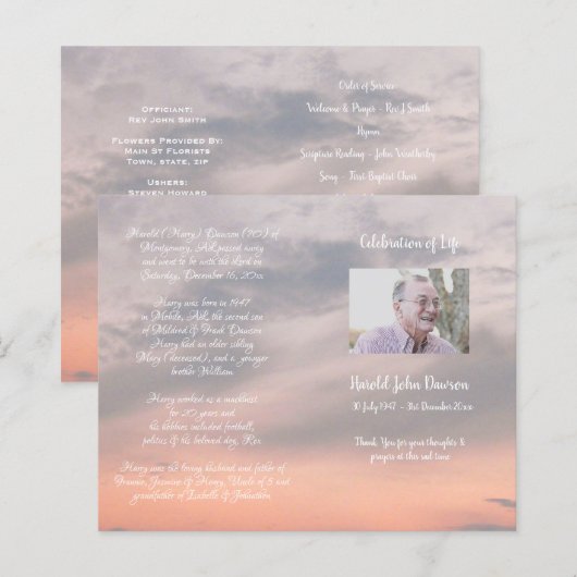 写真追悼式プログラム (正面/裏面)