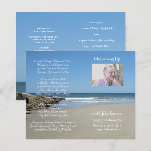 写真追悼式プログラム (正面/裏面)