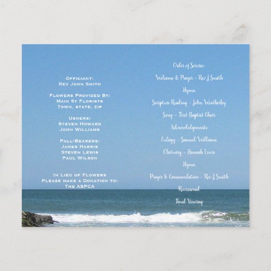 写真追悼式プログラム (裏面)