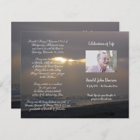 写真追悼式プログラム (正面/裏面)