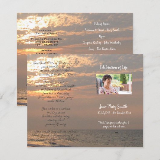 写真追悼式プログラム (正面/裏面)