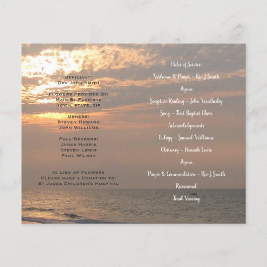 写真追悼式プログラム (裏面)