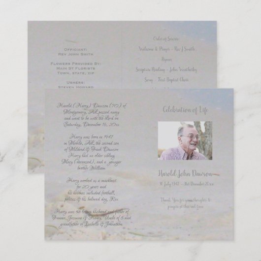 写真追悼式プログラム (正面/裏面)