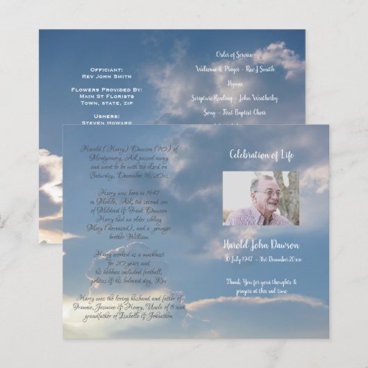 写真追悼式プログラム (正面/裏面)