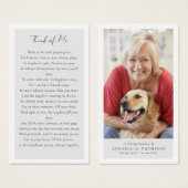 写真追悼祈りの言葉カード (正面&裏面)