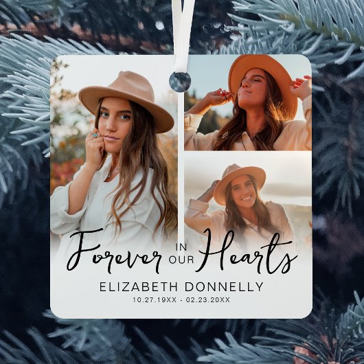 写真追悼記念3枚 メタルオーナメント