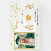 写真金ゴールドと白チアリーティング卒業 横断幕 (縦)