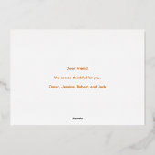 写真金ゴールドにエレガントおける感謝祭の幸せ 箔シーズンカード (裏面)