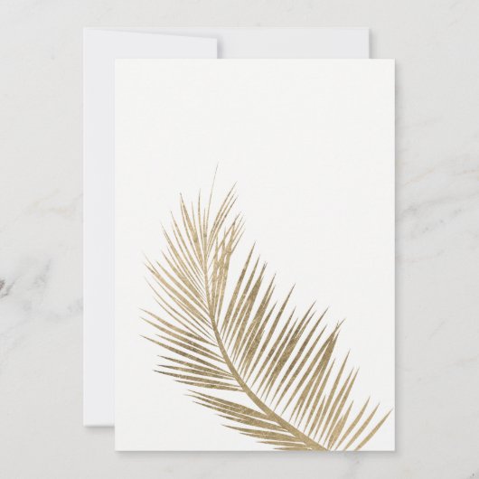 写真金ゴールドの手のひらエレガントの木は日付を保存 セーブザデート (裏面)