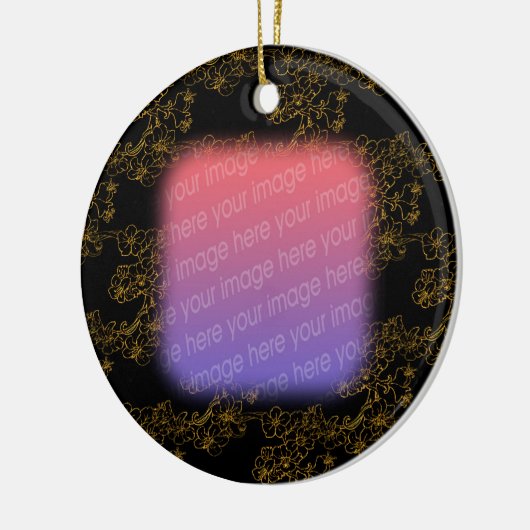 写真金ゴールドエレガントフローラデザインオーナメント セラミックオーナメント (左)