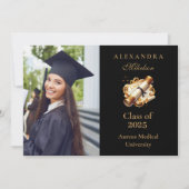 写真金ゴールドエレガント法科卒業 案内状 (正面)