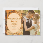 写真金ゴールドフローラ結婚アールヌーボー セーブザデート (正面)