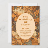 写真金ゴールドフローラ結婚アールヌーボー 招待状 (正面)