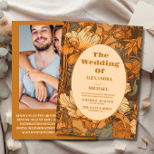 写真金ゴールドフローラ結婚アールヌーボー 招待状