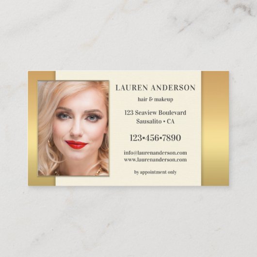 写真金ゴールドヘア美しい名刺 名刺 (裏面)