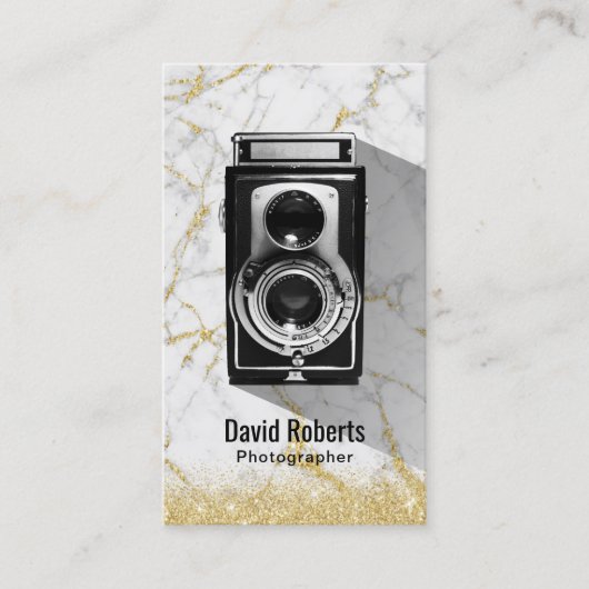写真金ゴールドモダン大理石写真家カメラ 名刺 (正面)