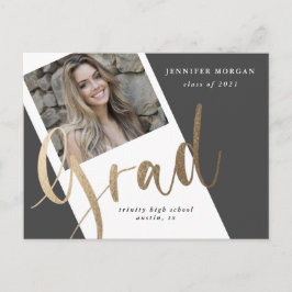 写真金ゴールド卒業写真発表用はがき ポストカード