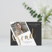 写真金ゴールド卒業写真発表用はがき ポストカード (スタンド正面)