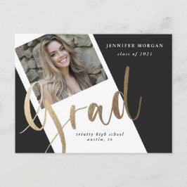 写真金ゴールド卒業写真発表用はがき ポストカード