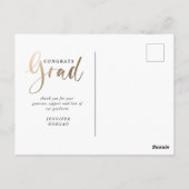 写真金ゴールド卒業写真発表用はがき ポストカード (裏面)