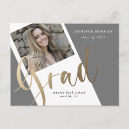 写真金ゴールド卒業写真発表用はがき ポストカード