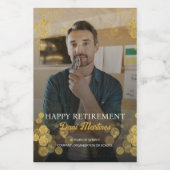 写真金ゴールド紙吹雪Happy Retirementパーティー ワインラベル (シングルラベル)