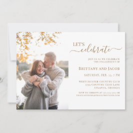 写真金ゴールド結婚の婚約パーティ 招待状