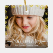 写真金ゴールド雪片ピースラブ&ジョイ記念 セラミックオーナメント (正面)