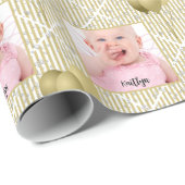 写真金ゴールド/白シンプルいストライプ ラッピングペーパー (ロールコーナー)