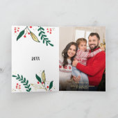 写真金ゴールドJoy on Black Christmas Greenery モダン シーズンカード (内部)