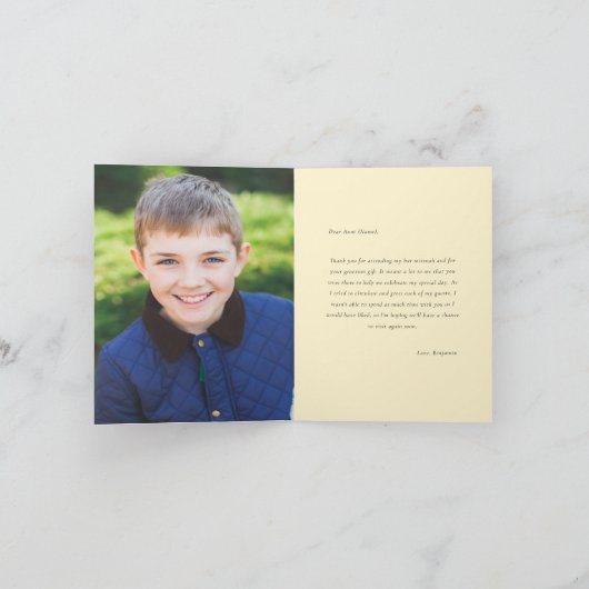 写真陸軍少尉の階級章の(ユダヤ教の)バル・ミツバーの輝きのダビデの星 サンキューカード (内部)