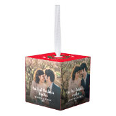 写真集めの初めてのクリスマスを作成 キューブオーナメント (裏面アングル)