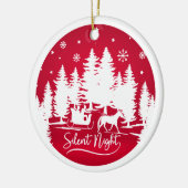 写真静か付きの夜の雪の結晶 セラミックオーナメント (左)