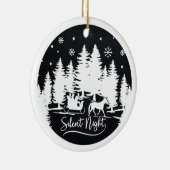 写真静か付きの夜の雪の結晶 セラミックオーナメント (右)